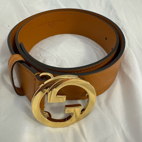 Gucci Tan Interlocking G Blondie Wide Belt 30 Size 80 / 32 - Picture 4 of 4